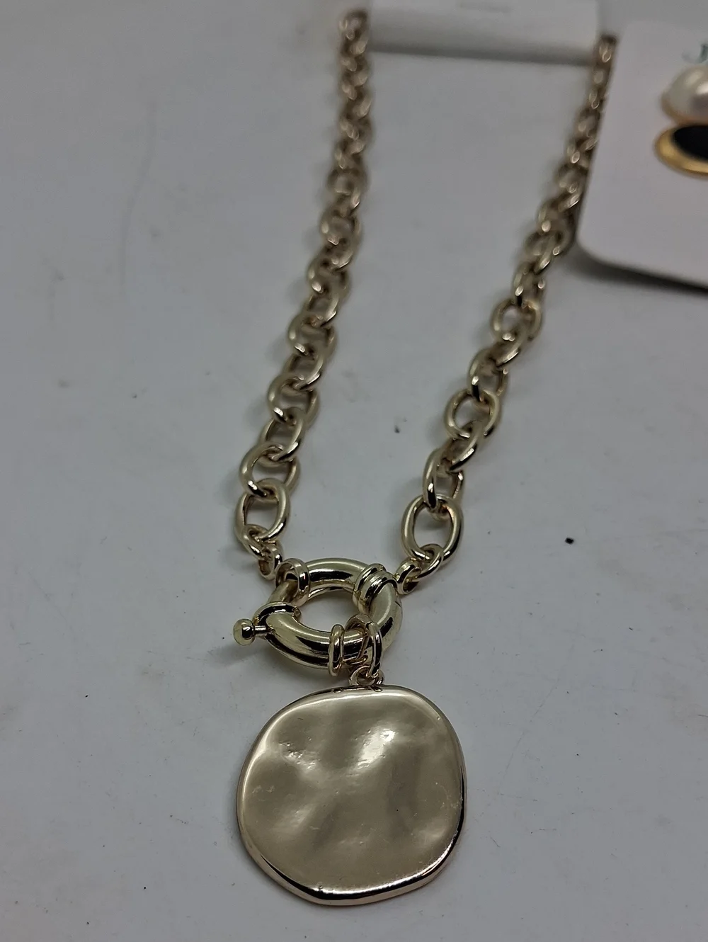 NWT J. Crew Gold-Tone Chain Necklace with Black and Pearl Accent Earrings